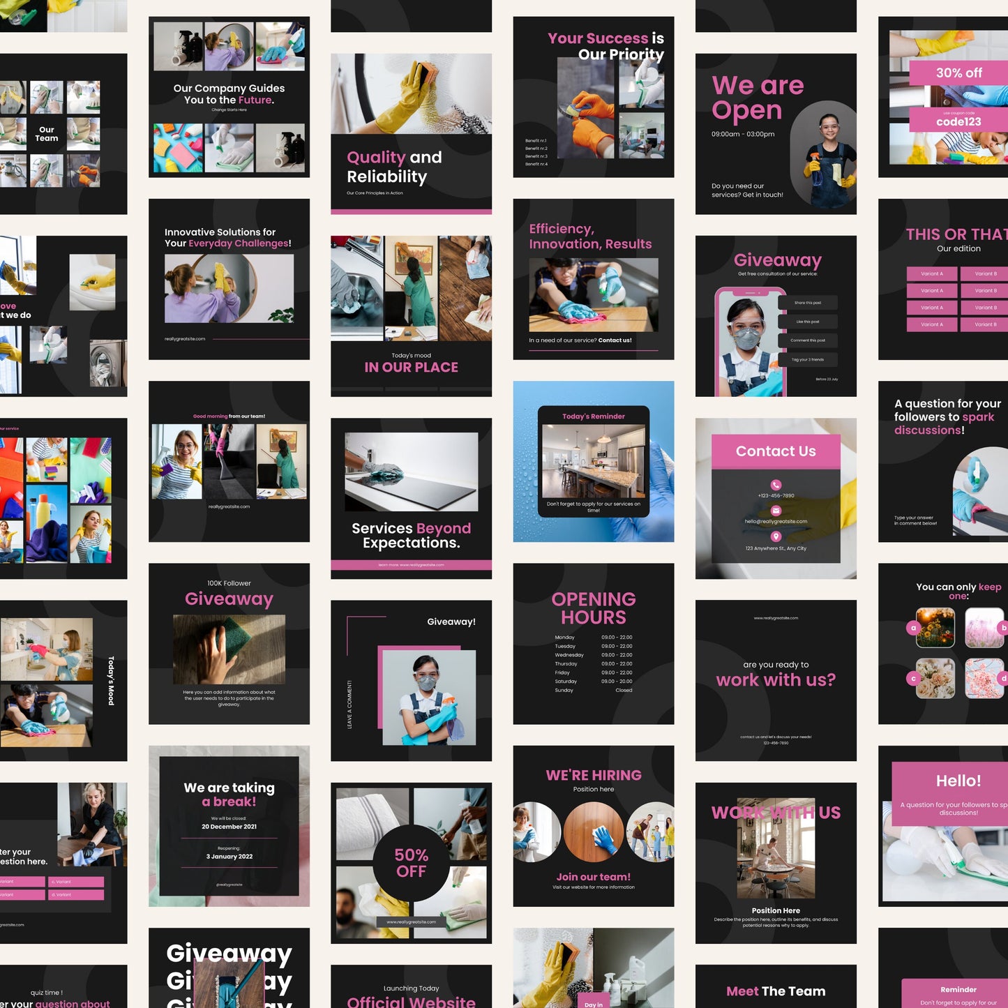 Cleaning Service Canva Templates | Editable Instagram Posts for Cleaners & Maid Businesses