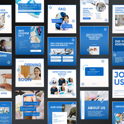 Dental Clinic Canva Templates | Editable Instagram & Facebook Posts for Dentists