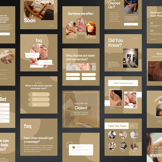 Massage Therapy Canva Templates | Editable Instagram & Facebook Posts for Wellness Businesses