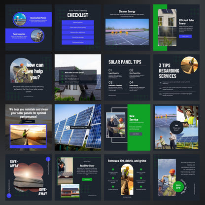Solar Panel Cleaning Canva Templates | Editable Instagram Posts for Solar Maintenance Services