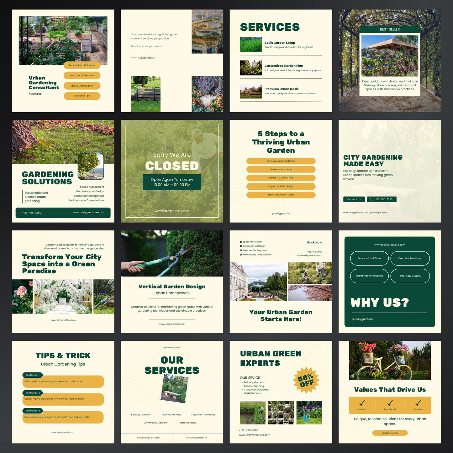 Urban Gardening Canva Templates | Editable Instagram Posts for Vertical & Sustainable Gardening