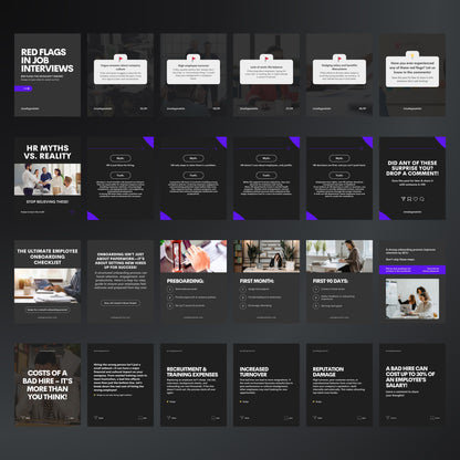 LinkedIn HR Carousel Templates | Editable Canva Posts for Recruitment & HR Consultants