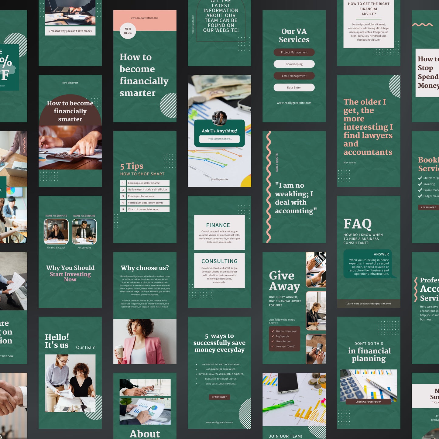 Accounting Canva Templates | Editable Instagram Posts for Bookkeeping & Finance Professionals