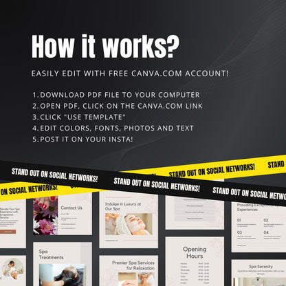 Spa Canva Templates | Editable Instagram and Facebook Posts for Wellness & Beauty Spas