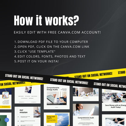 Home Energy Audit Canva Templates | Editable Instagram Posts for Energy Consultants & Auditors