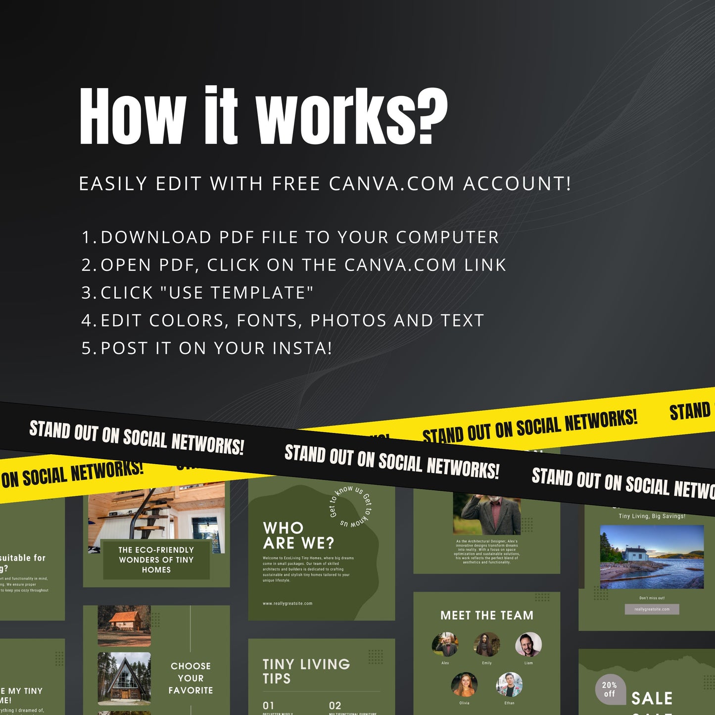 Tiny House Builders Canva Templates | Editable Instagram Posts for Cabin & Small Home Builders