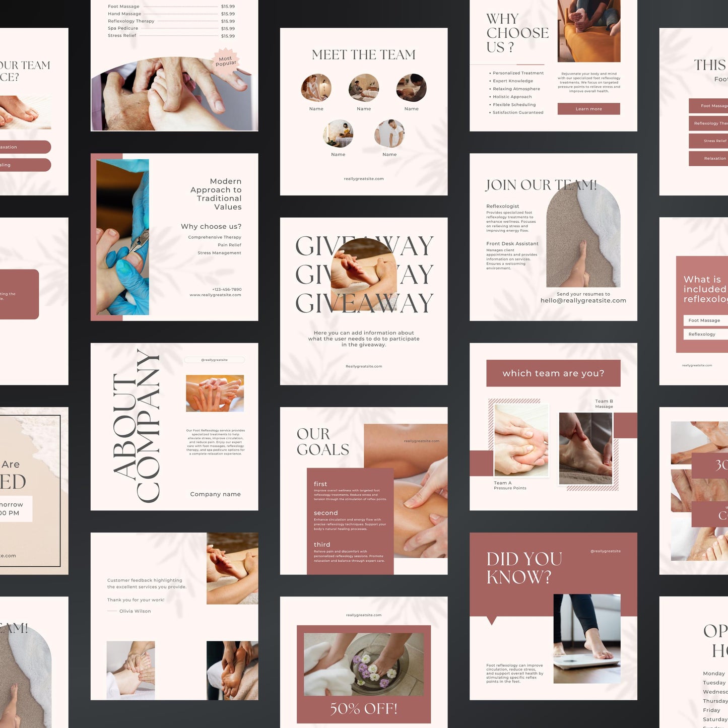 Foot Reflexology Canva Templates | Editable Instagram Posts for Reflexologists & Wellness Coaches