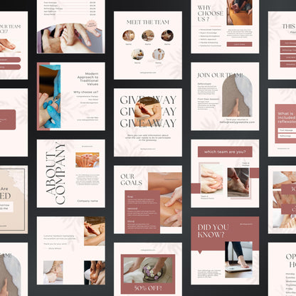 Foot Reflexology Canva Templates | Editable Instagram Posts for Reflexologists & Wellness Coaches