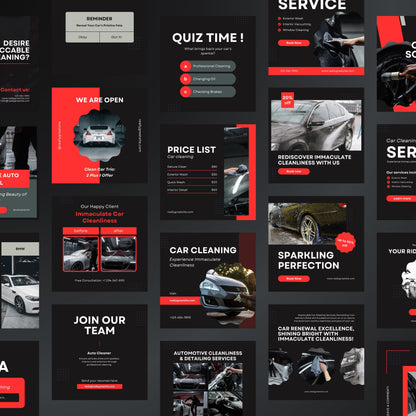 Car Cleaning Canva Templates | Editable Instagram Posts for Auto Detailing & Car Wash Services