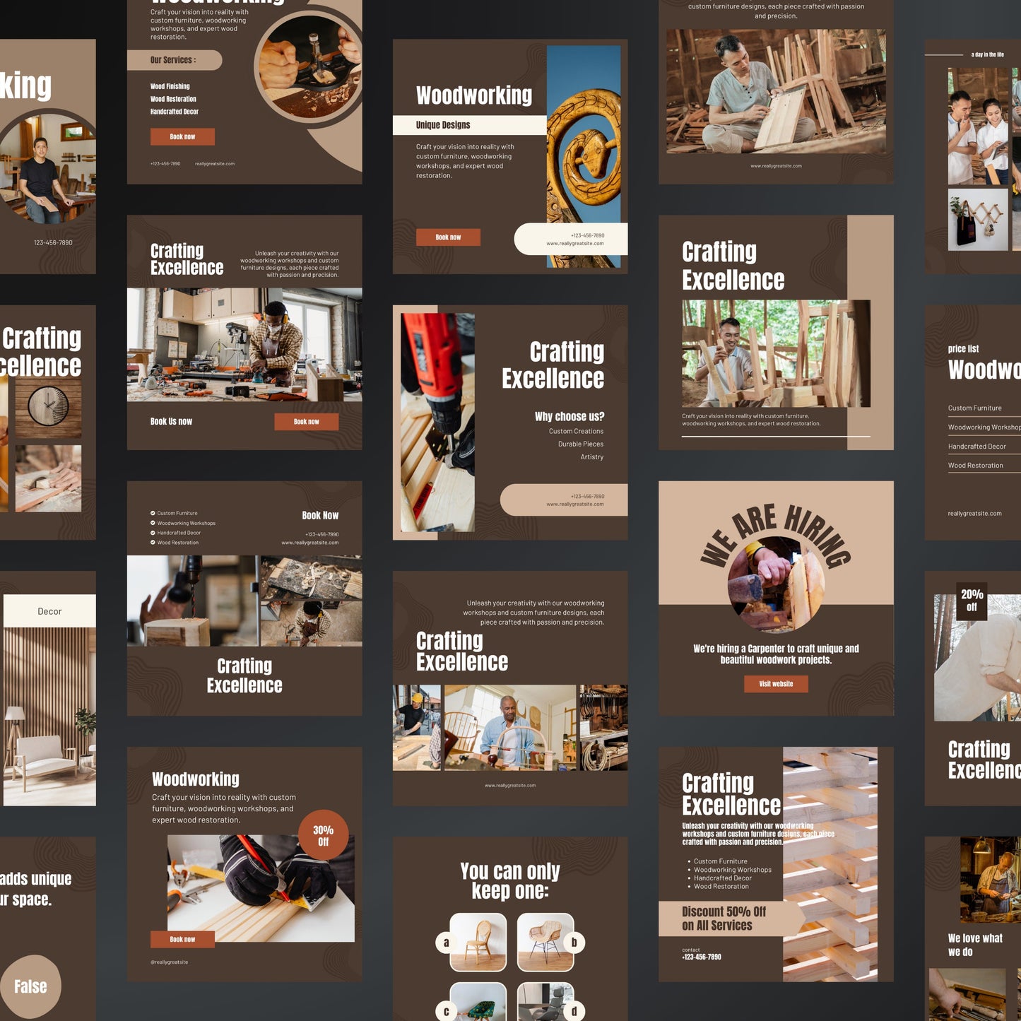 Woodworking Canva Templates | Editable Instagram Posts for Carpenters & Furniture Makers