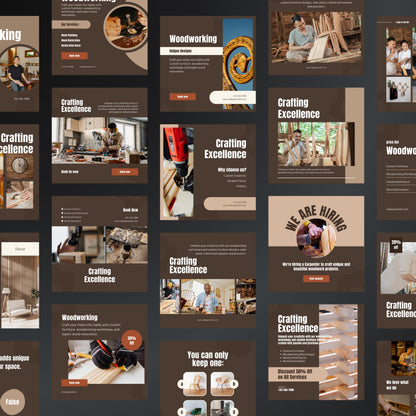 Woodworking Canva Templates | Editable Instagram Posts for Carpenters & Furniture Makers
