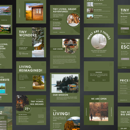 Tiny House Builders Canva Templates | Editable Instagram Posts for Cabin & Small Home Builders