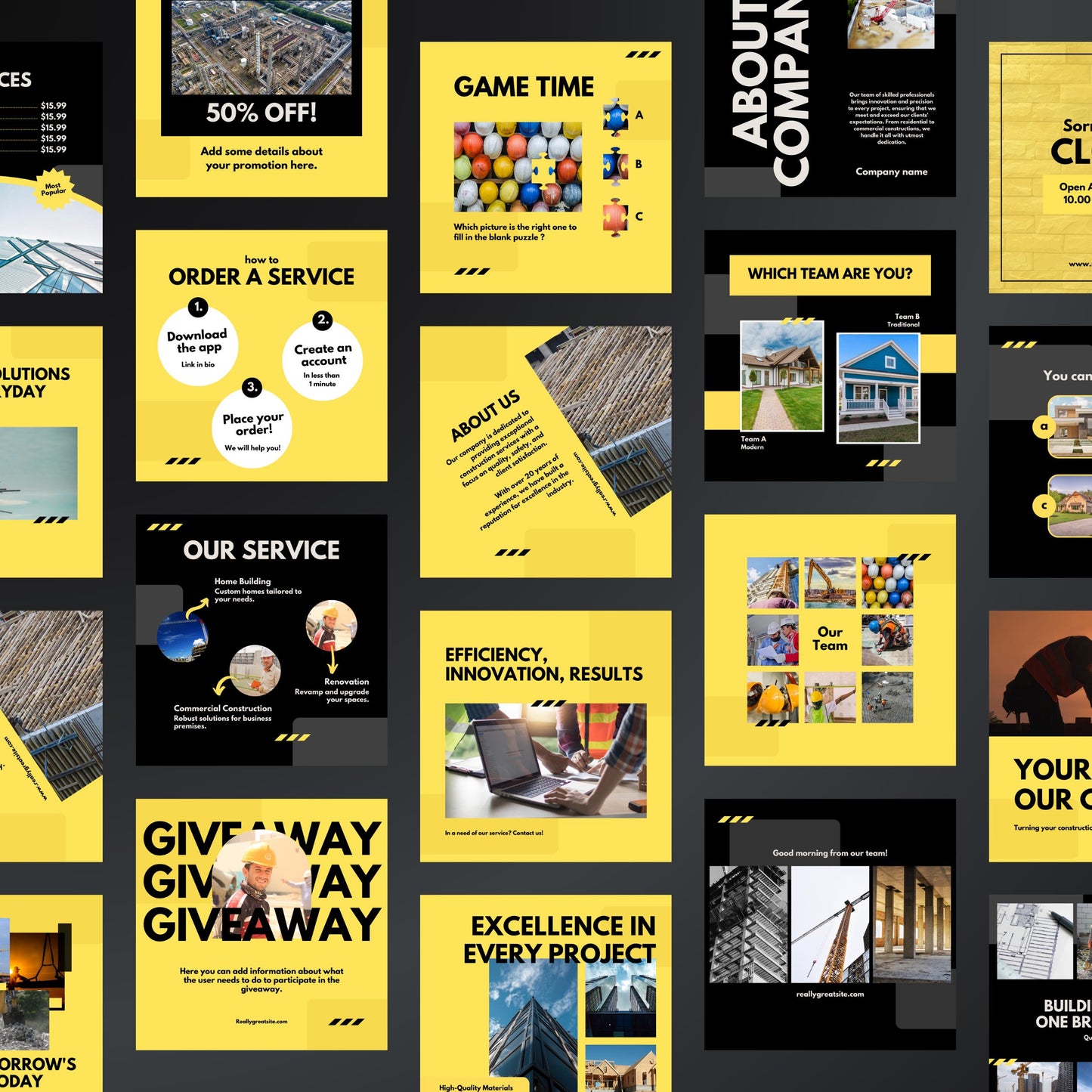 Construction Canva Templates | Editable Instagram Posts for Builders & Contractors