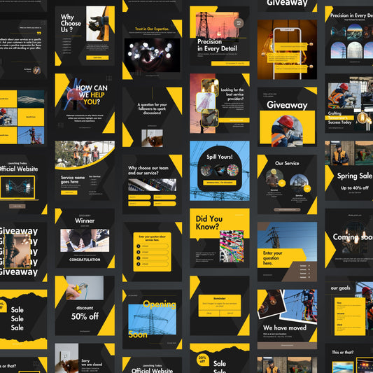 Electrician Canva Templates | Editable Instagram Post Kit for Electrical Services & Marketing