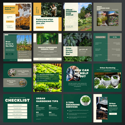 Urban Gardening Canva Templates | Editable Instagram Posts for Vertical & Sustainable Gardening