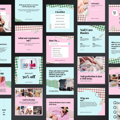 Nail Salon Canva Templates | Editable Instagram Posts for Manicures, Nail Care & Beauty Salons