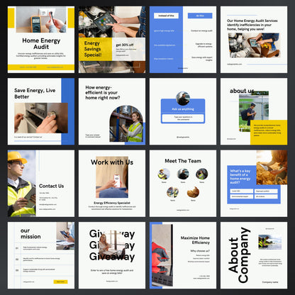 Home Energy Audit Canva Templates | Editable Instagram Posts for Energy Consultants & Auditors