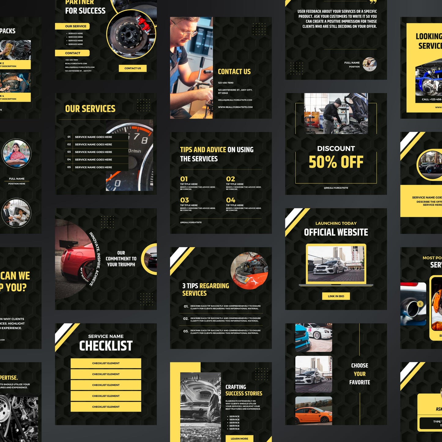 Car Tuning Canva Templates | Editable Instagram Posts for Auto Tuning & Mechanic Shops