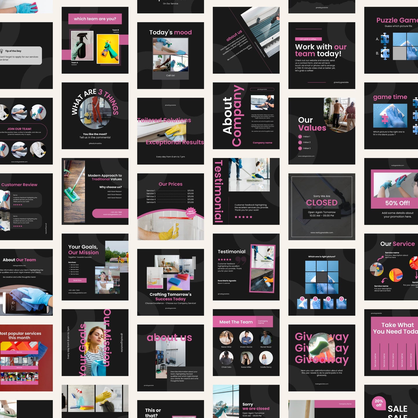 Cleaning Service Canva Templates | Editable Instagram Posts for Cleaners & Maid Businesses