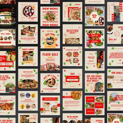 Italian Restaurant Canva Templates | Editable Instagram Posts for Pizza Shops & Food Businesses