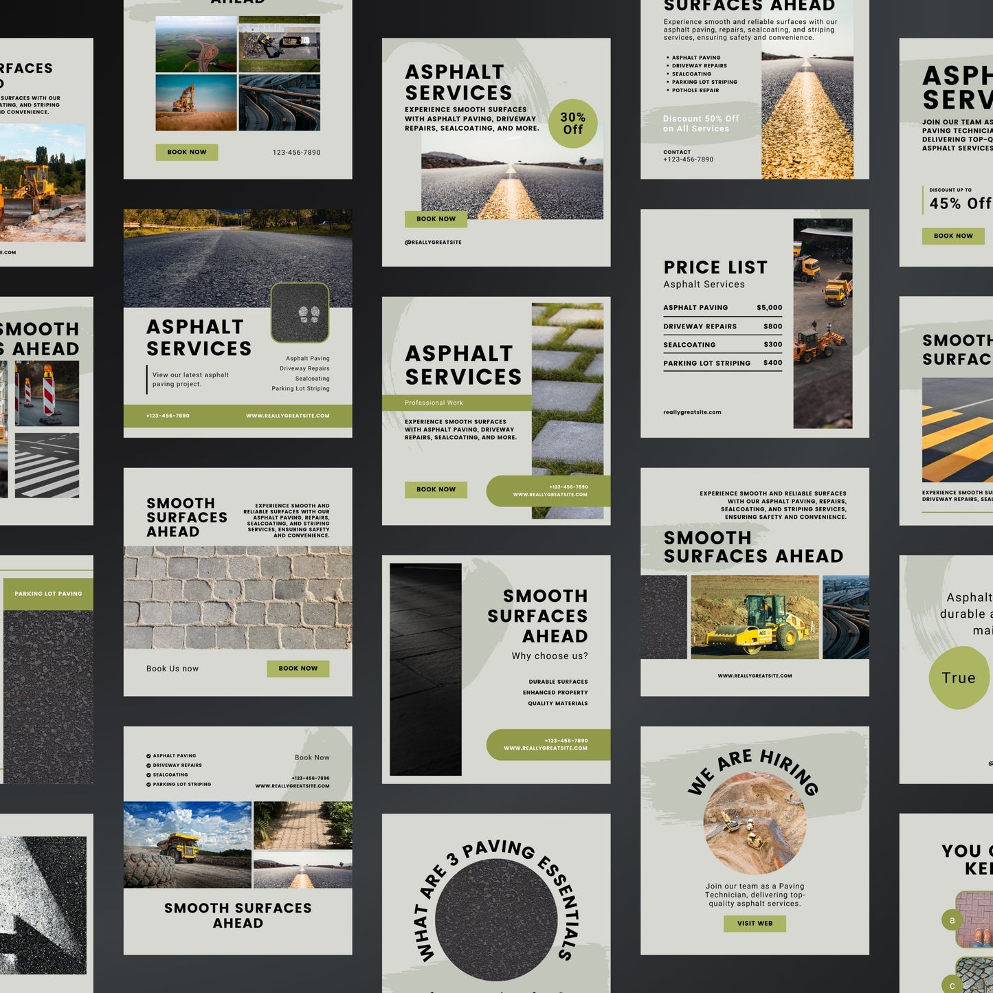 Road Construction Canva Templates | Editable Instagram Posts for Contractors & Construction Firms