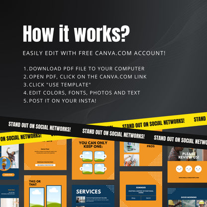 Handyman Canva Templates | Editable Instagram Post Kit for Contractors & Home Improvement