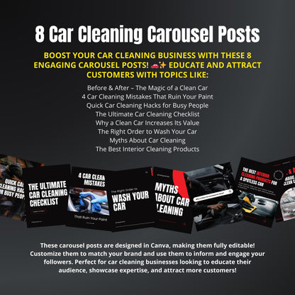 Car Cleaning Carousel Canva Templates | Editable Multi-Image Instagram Posts for Auto Detailing