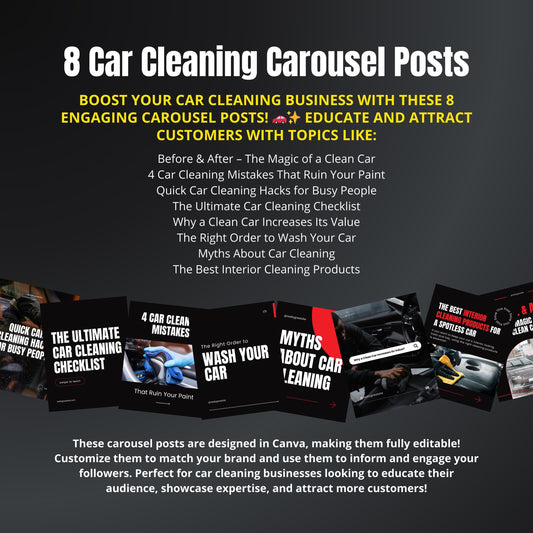 Car Cleaning Carousel Canva Templates | Editable Multi-Image Instagram Posts for Auto Detailing