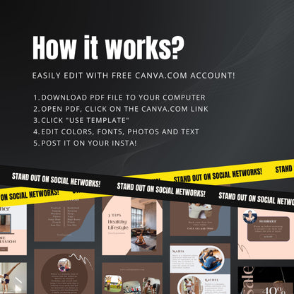 Pilates & Yoga Canva Templates | Editable Instagram Posts for Yoga Studios and Fitness Coaches