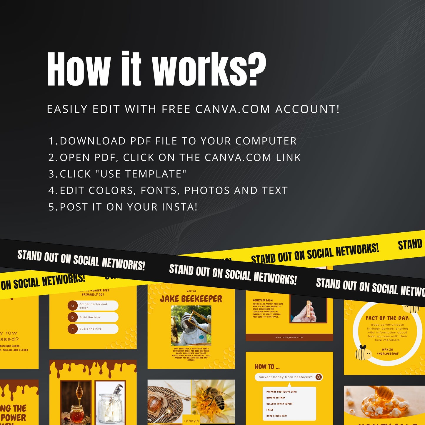 Beekeeping Canva Templates | Editable Instagram Posts for Honey & Beekeeping Businesses