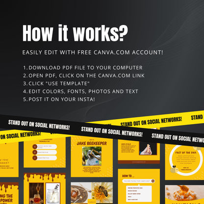 Beekeeping Canva Templates | Editable Instagram Posts for Honey & Beekeeping Businesses