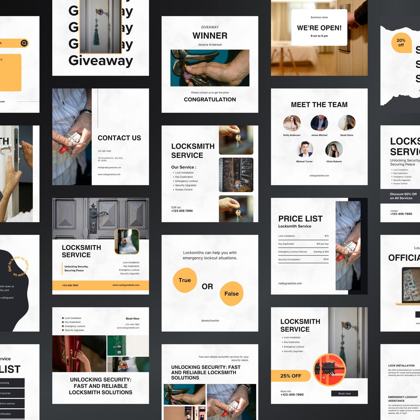Locksmith Canva Templates | Editable Instagram Posts for Locksmiths & Key Services
