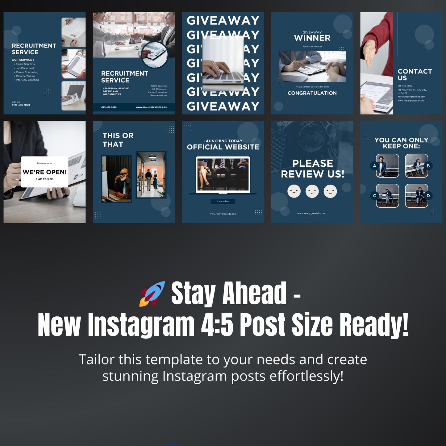 Recruitment Canva Templates | Editable Instagram Posts for Hiring & Staffing Agencies