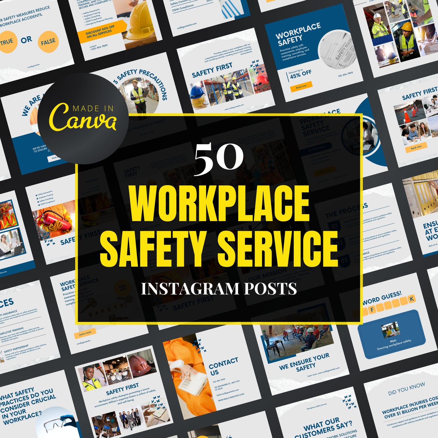 Workplace Safety Canva Templates | Editable Instagram Posts for Safety & Compliance Training