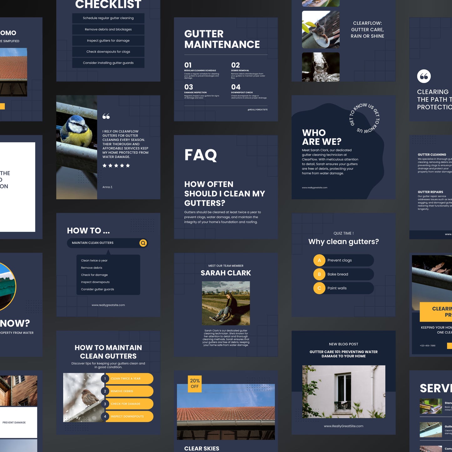 Gutter Cleaning Instagram Templates | Editable Canva Posts