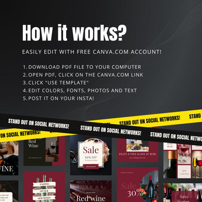 Wine Business Canva Templates | Editable Instagram Posts for Wineries & Wine Shops