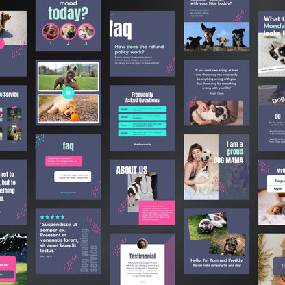 Dog Walking & Pet Sitting Canva Templates | Editable Instagram Posts for Pet Care Services