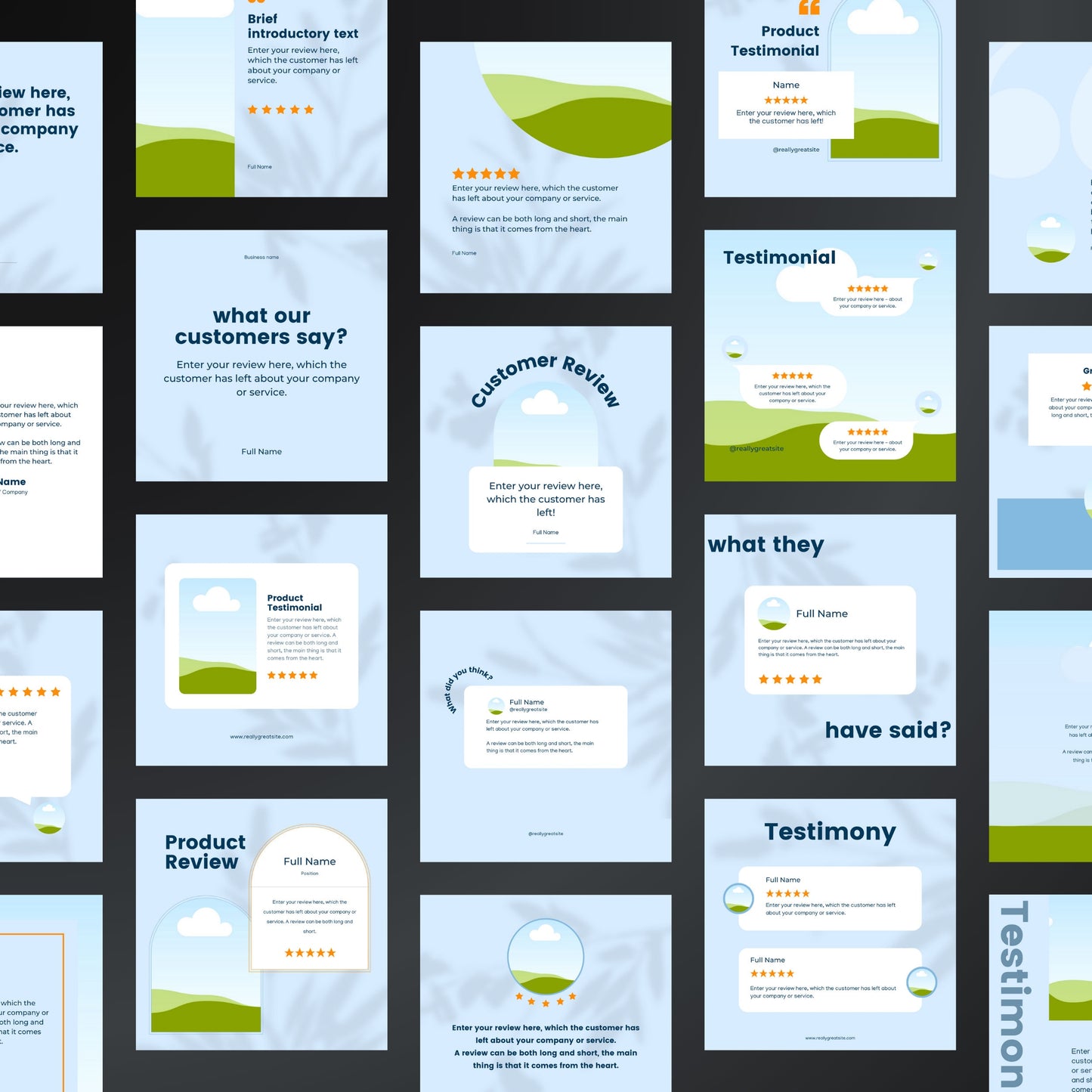 Testimonial Canva Templates | Editable Instagram Posts for Reviews & Client Feedback