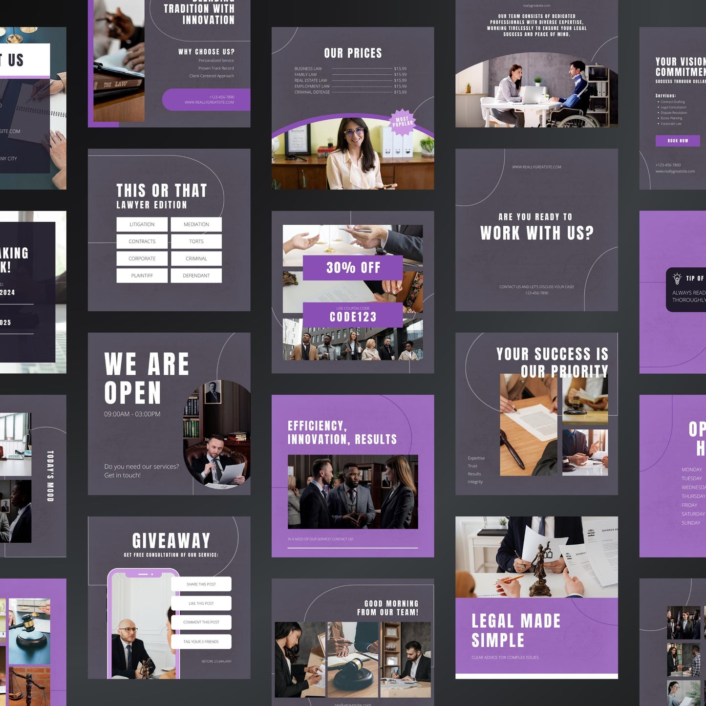 Lawyer Canva Templates | Editable Instagram Posts for Law Firms & Attorneys