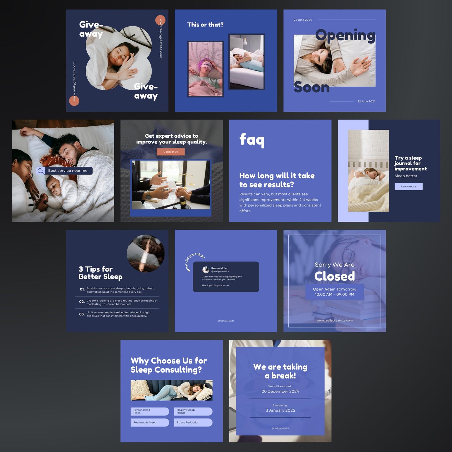 Sleep Consultant Canva Templates | Editable Instagram Posts for Baby Sleep Coaches