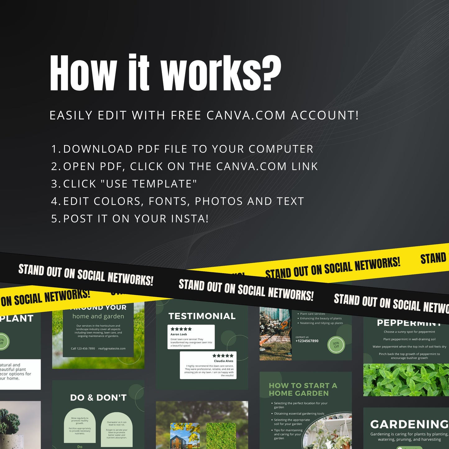 Lawn Care Canva Templates | Editable Instagram Posts for Landscaping & Lawn Mowing Businesses