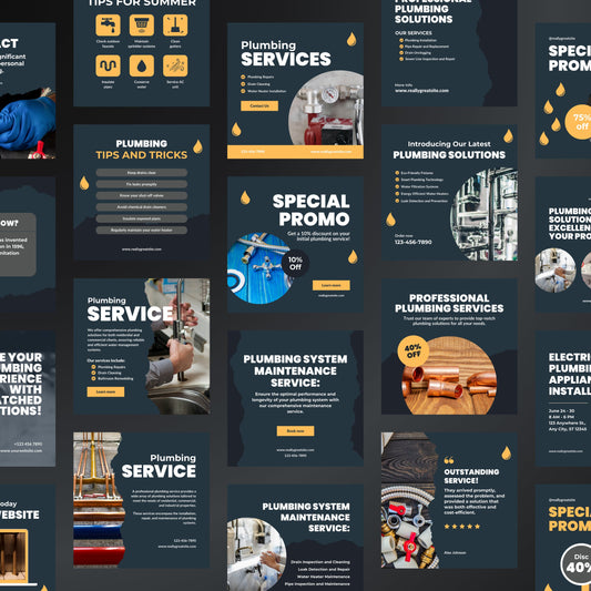 Plumbing Service Canva Templates | Editable Instagram Posts for Plumbers & Plumbing Businesses