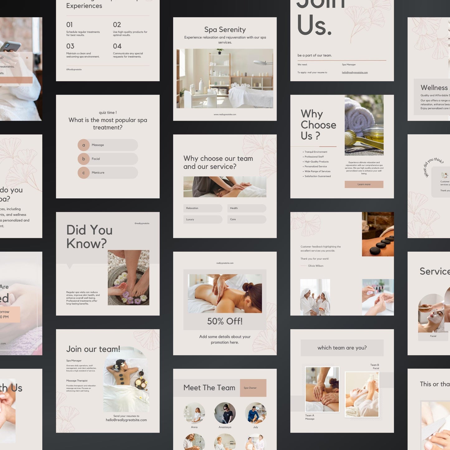Spa Canva Templates | Editable Instagram and Facebook Posts for Wellness & Beauty Spas