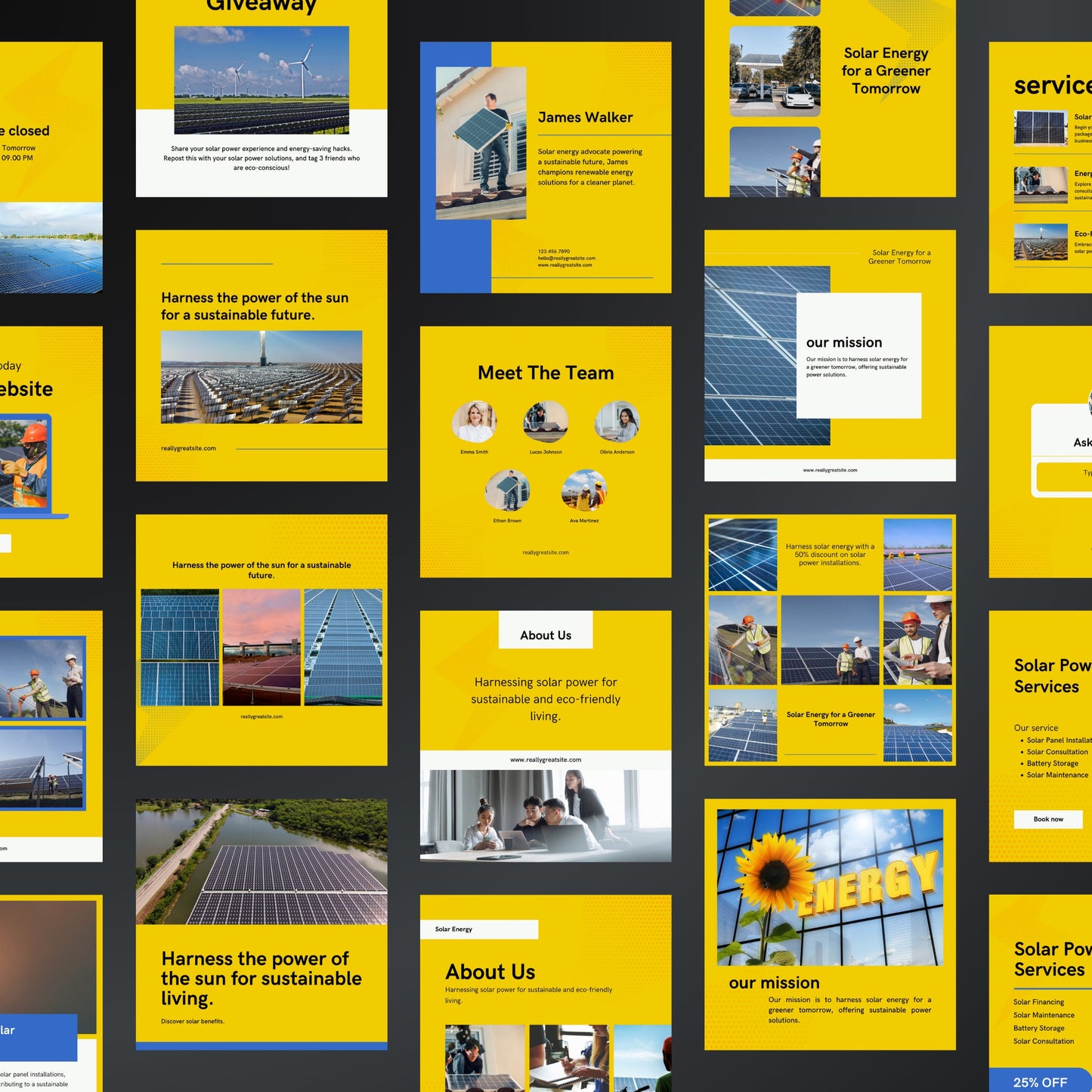 Solar Energy Canva Templates | Editable Instagram Posts for Solar Power & Renewable Businesses