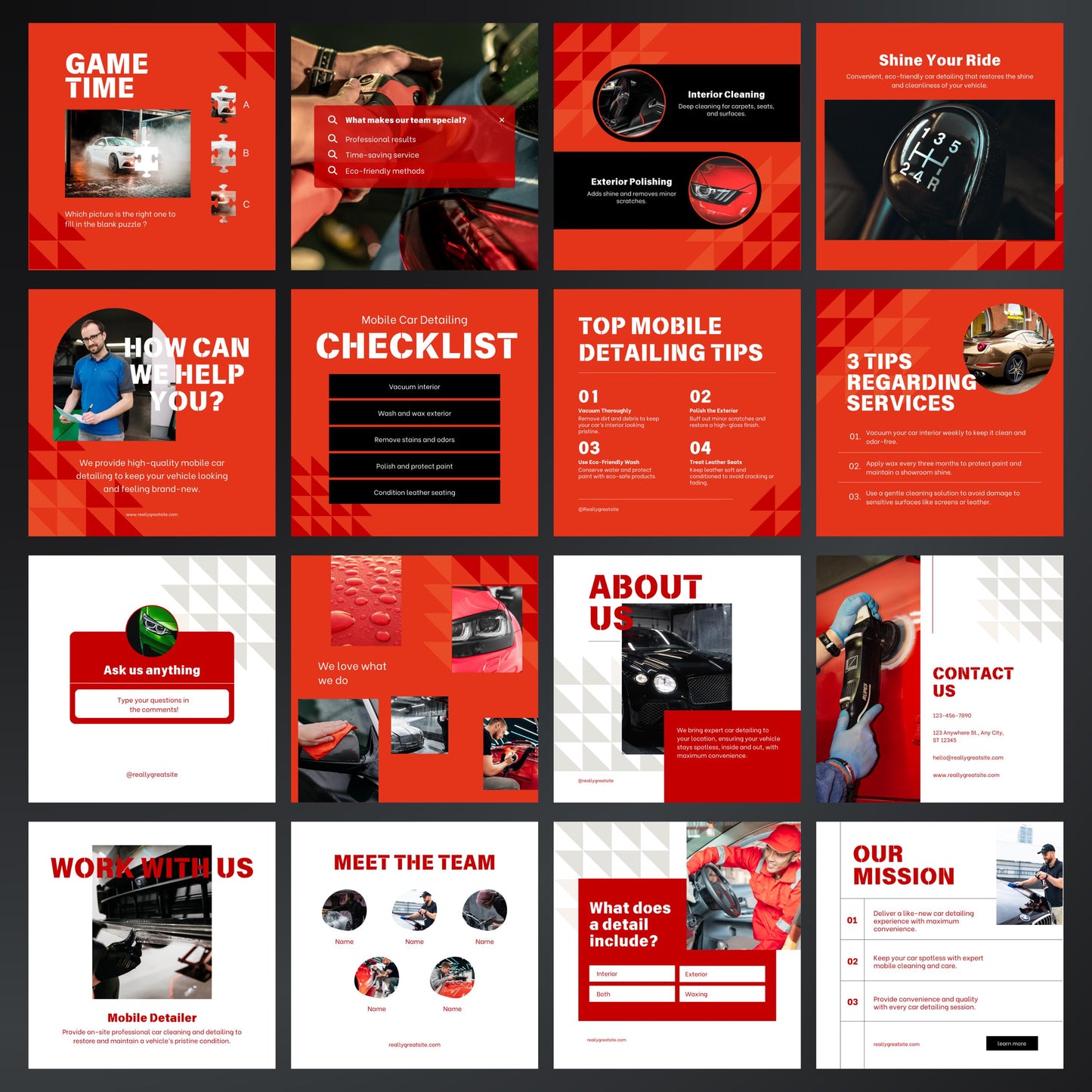 Mobile Car Detailing Canva Templates | Editable Instagram Posts for Auto Detailing Services