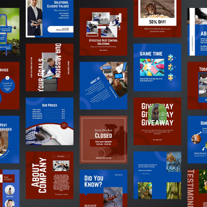 Pest Control Canva Templates | Editable Instagram Post Kit for Exterminators & Rodent Control