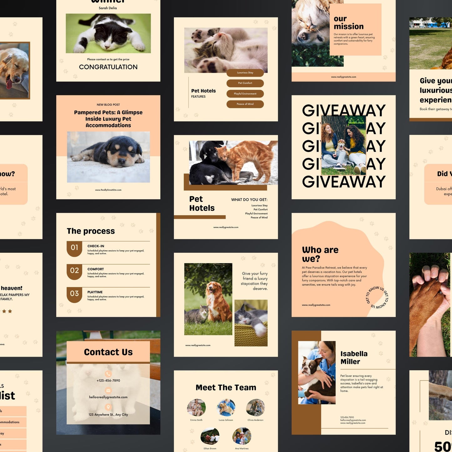 Pet Hotel Canva Templates | Editable Instagram Posts for Pet Boarding & Animal Hotels