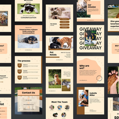Pet Hotel Canva Templates | Editable Instagram Posts for Pet Boarding & Animal Hotels