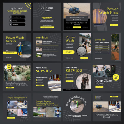 Power Washing Canva Templates | Editable Instagram Posts for Pressure Washing Businesses