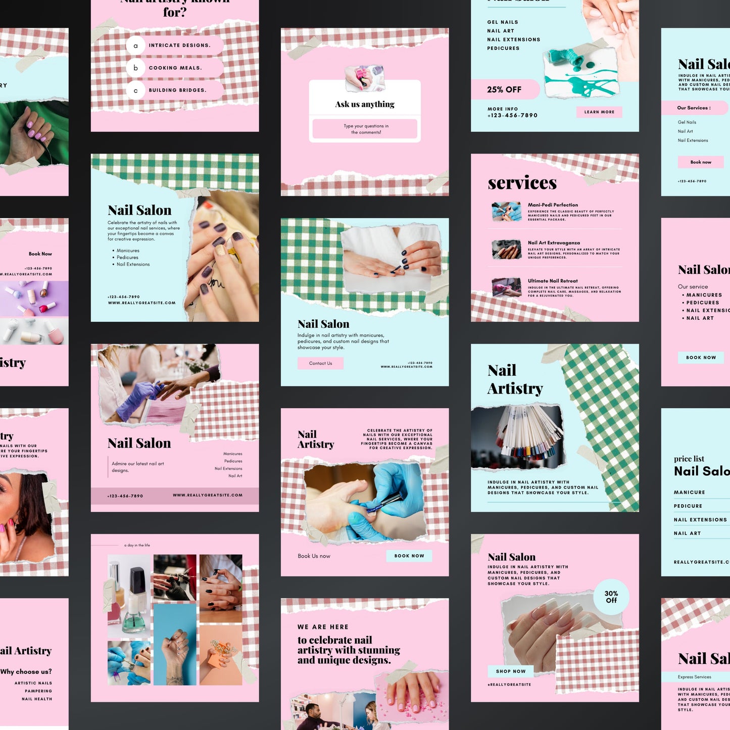 Nail Salon Canva Templates | Editable Instagram Posts for Manicures, Nail Care & Beauty Salons